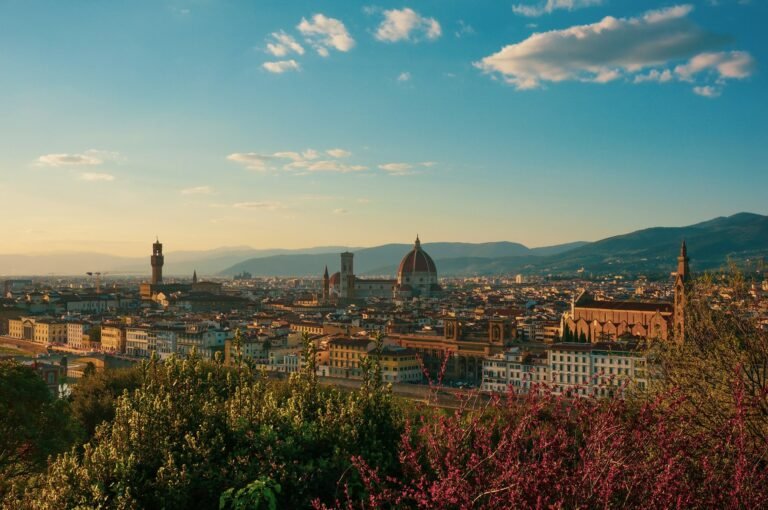 Florence rooftops and domes in golden evening light Florence rooftops and domes in golden evening light